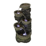 Outdoor Water Fountain with LED Light Tiered Rock Waterfalls Fountain