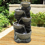 Outdoor Water Fountain with LED Light Tiered Rock Waterfalls Fountain