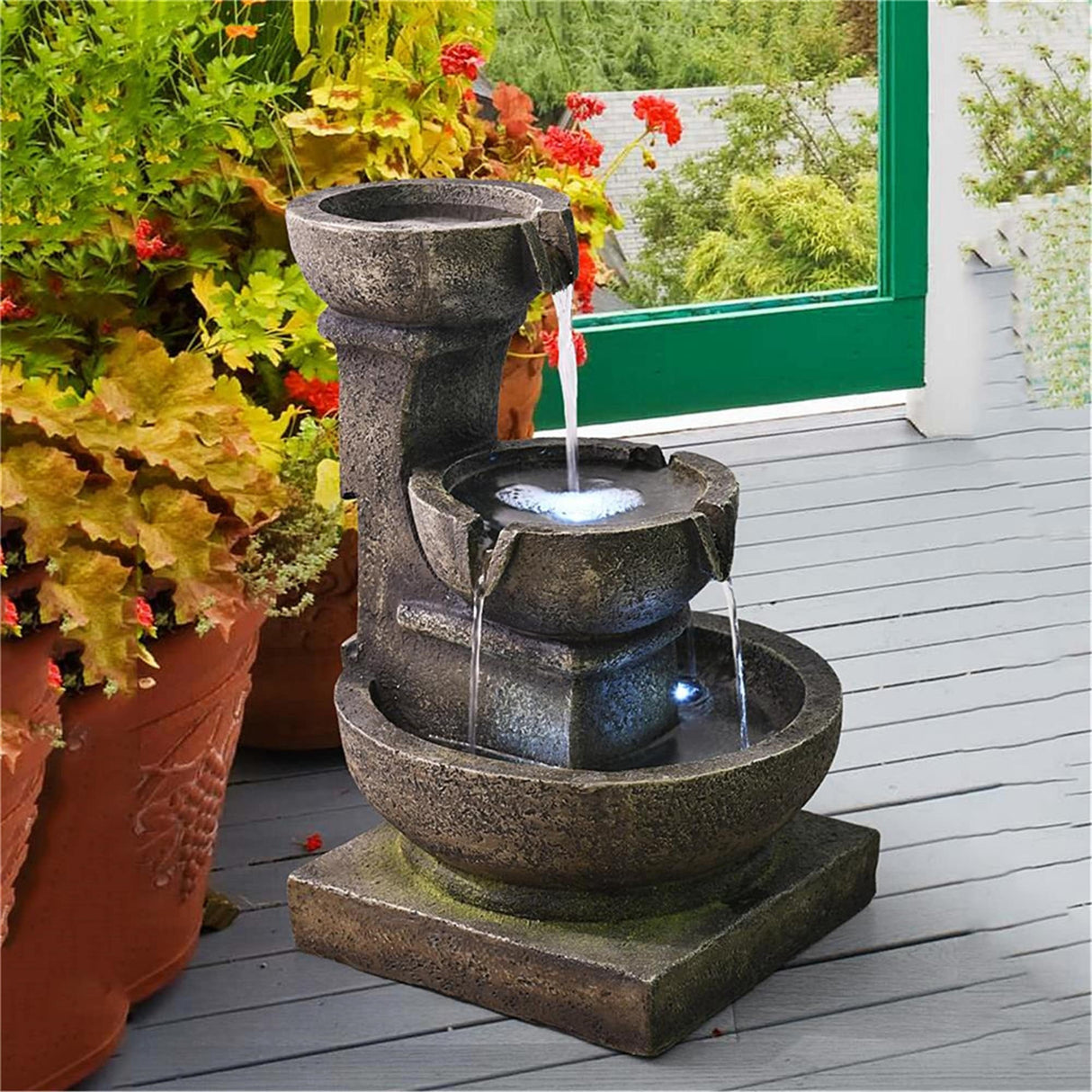 Outdoor Water Fountain with LED Light for Garden