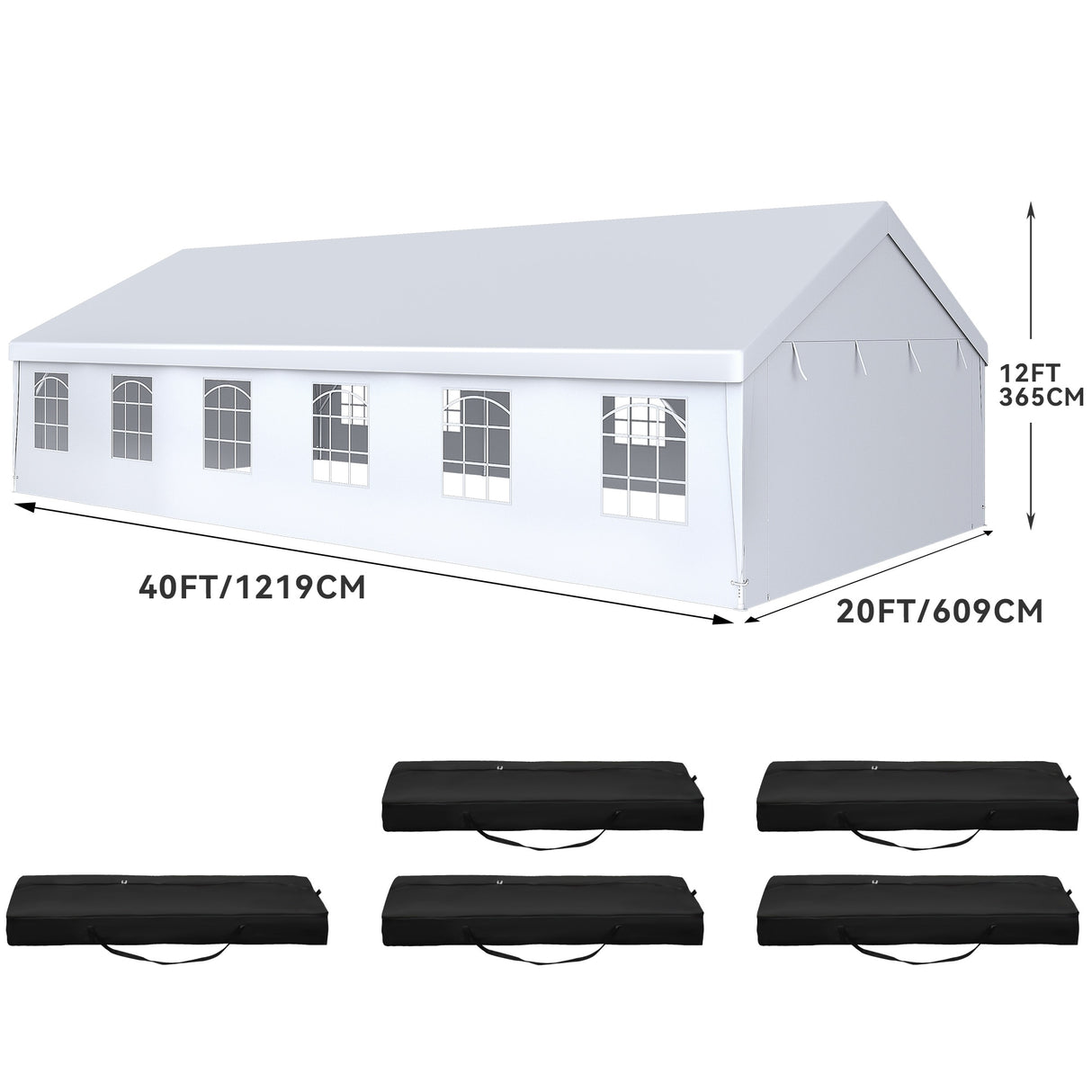 Outdoor White Canopy Party Tent Sunshine Shelter - 20*40Ft