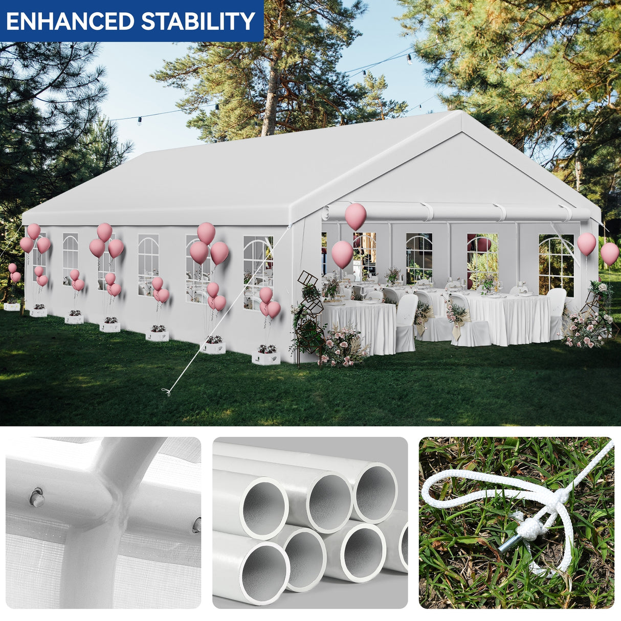 Outdoor White Canopy Party Tent Sunshine Shelter - 20*40Ft