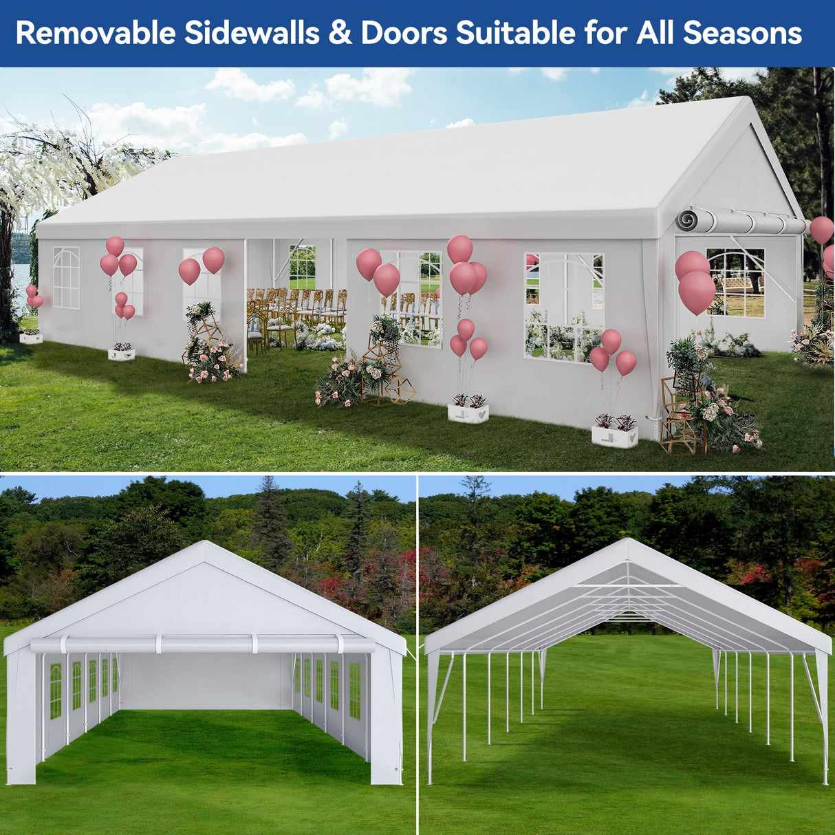 Outdoor White Canopy Party Tent Sunshine Shelter - 20*40Ft