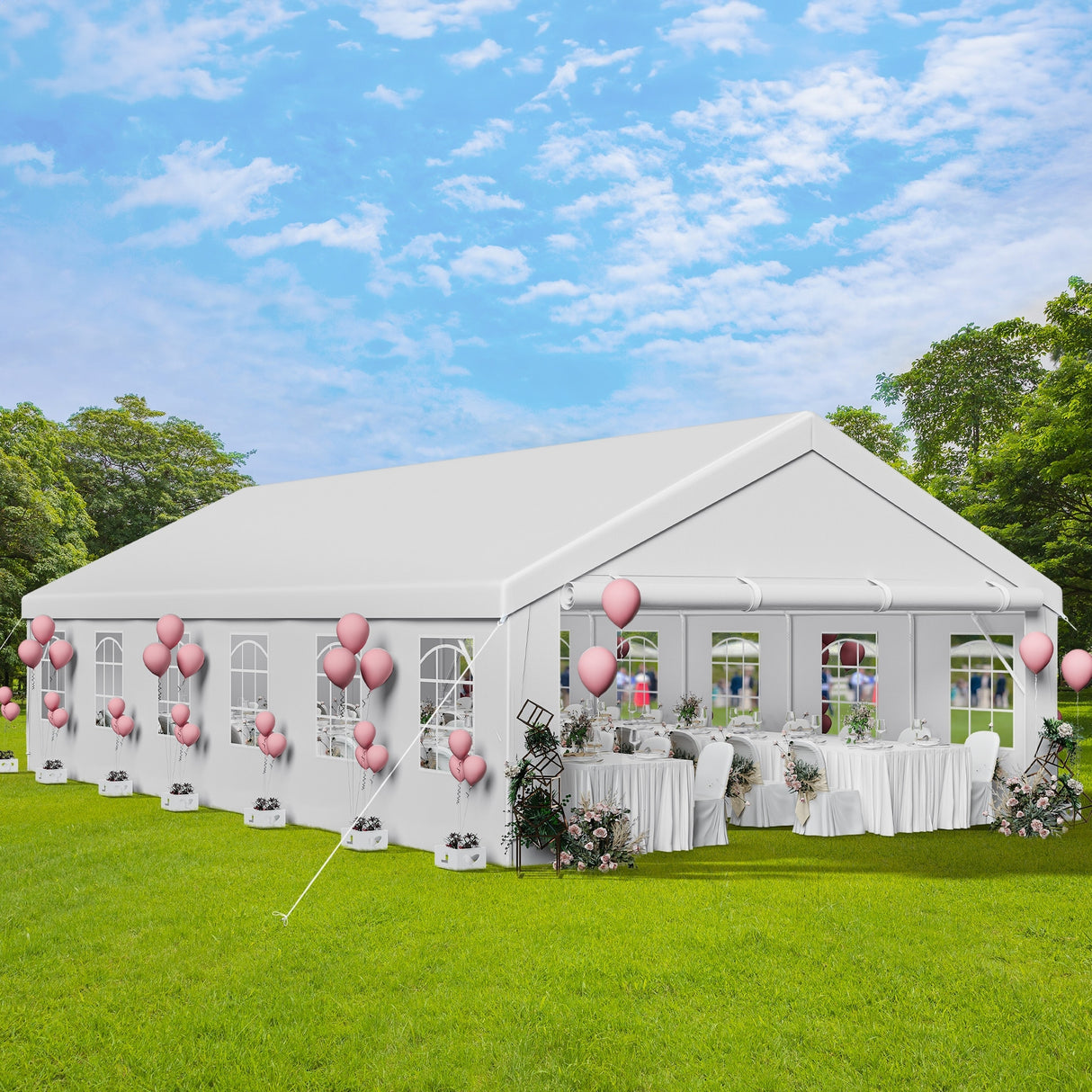 Outdoor White Canopy Party Tent Sunshine Shelter - 20*40Ft