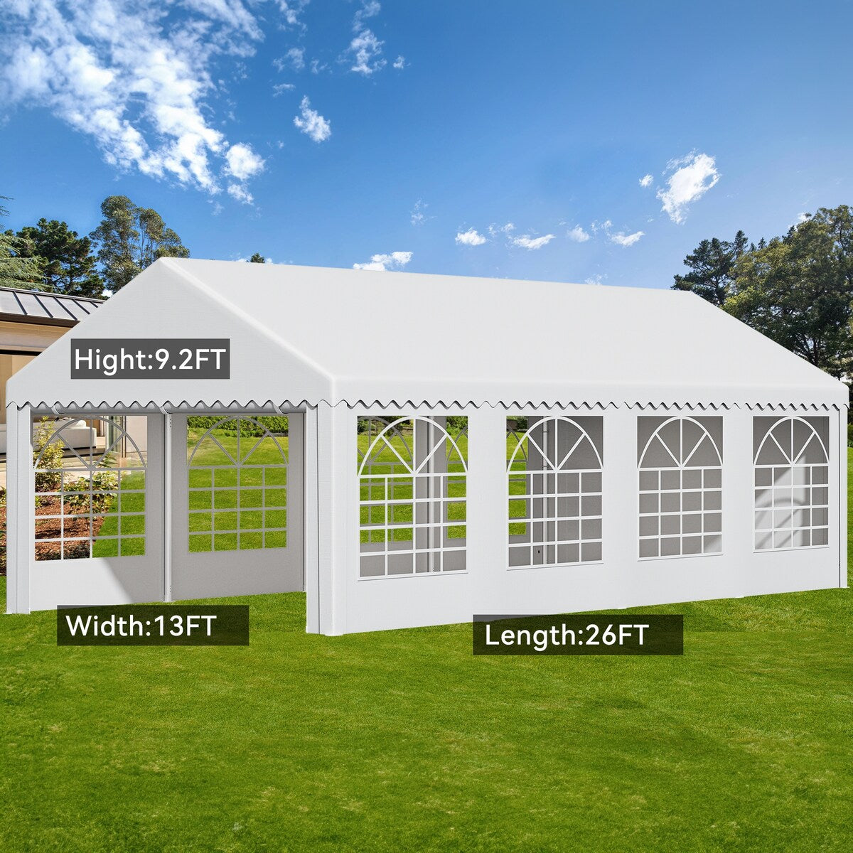 Outdoor White Party Tent Canopy with PVC Windows