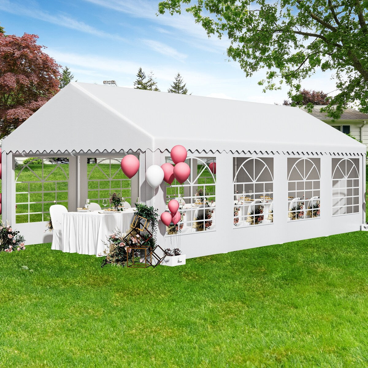 Outdoor White Party Tent Canopy with PVC Windows