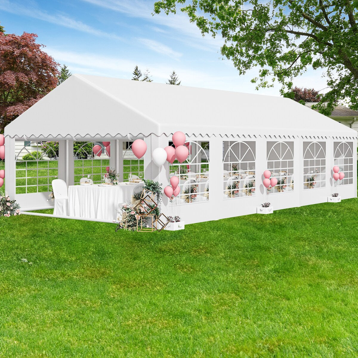 Outdoor White Party Tent Canopy with PVC Windows