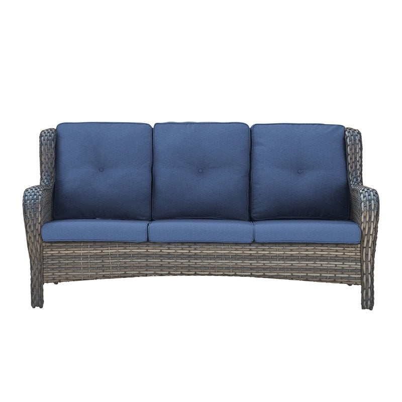 Outdoor Wicker 3-Seater Sofa with cushion, high back and deep seating