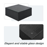 Outdoor Wicker 7-piece Sofa Set with Gray Cushions and Glass Table