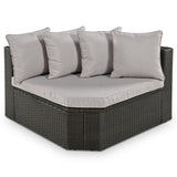 Outdoor Wicker 7-piece Sofa Set with Gray Cushions and Glass Table