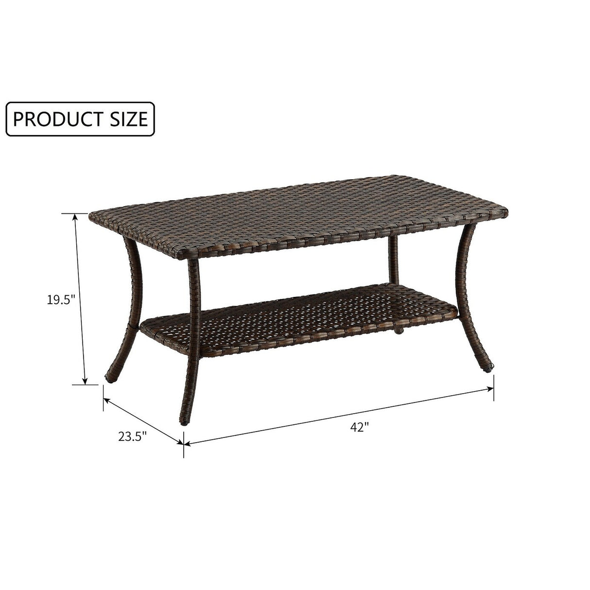 Outdoor Wicker Coffee Table, Patio Rattan Coffee Table