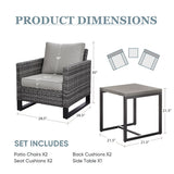 Outdoor Wicker Dining Chairs with Coffee Table - Grey