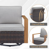 Gymojoy Outdoor Wicker Rattan Swivel Chair - Brown