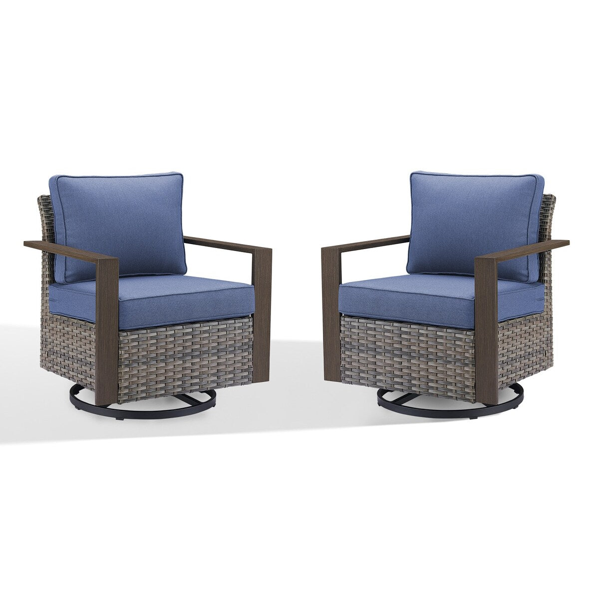 Gymojoy Outdoor Wicker Rattan Swivel Chair - Brown