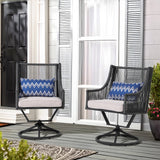 Outdoor Wicker Swivel Chairs with Cushion (Set of 2)