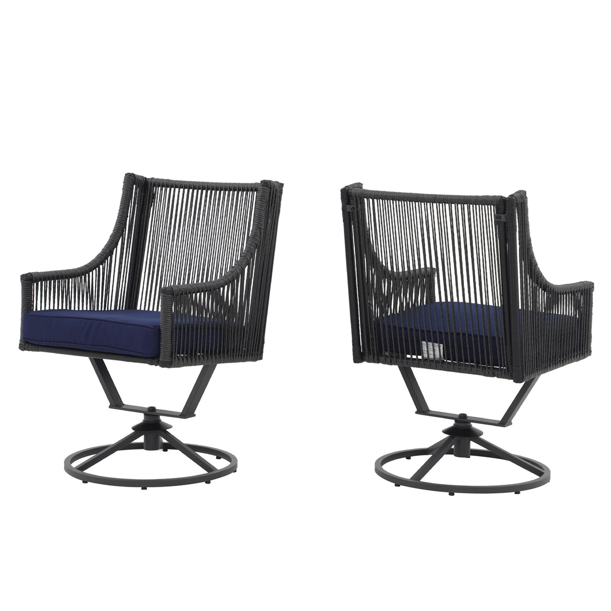 Outdoor Wicker Swivel Chairs with Cushion (Set of 2)
