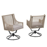 Outdoor Wicker Swivel Chairs with Cushion (Set of 2)