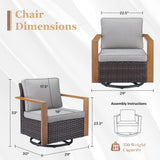 Outdoor Wicker Swivel Rocking Chairs - Brown