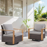 Outdoor Wicker Swivel Rocking Chairs - Brown