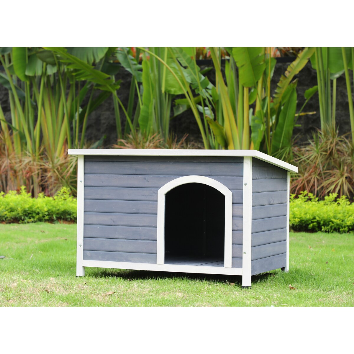 Outdoor Wooden Dog House with Hinges