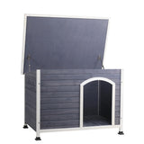 Outdoor Wooden Dog House with Hinges