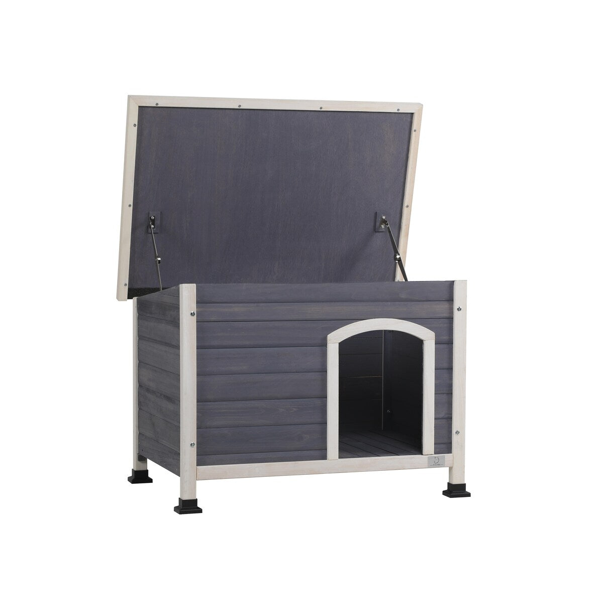 Outdoor Wooden Dog House with Hinges