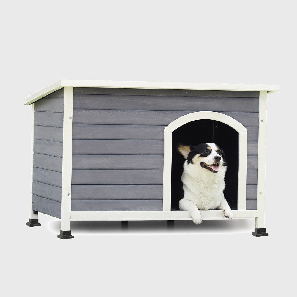 Outdoor Wooden Dog House with Hinges