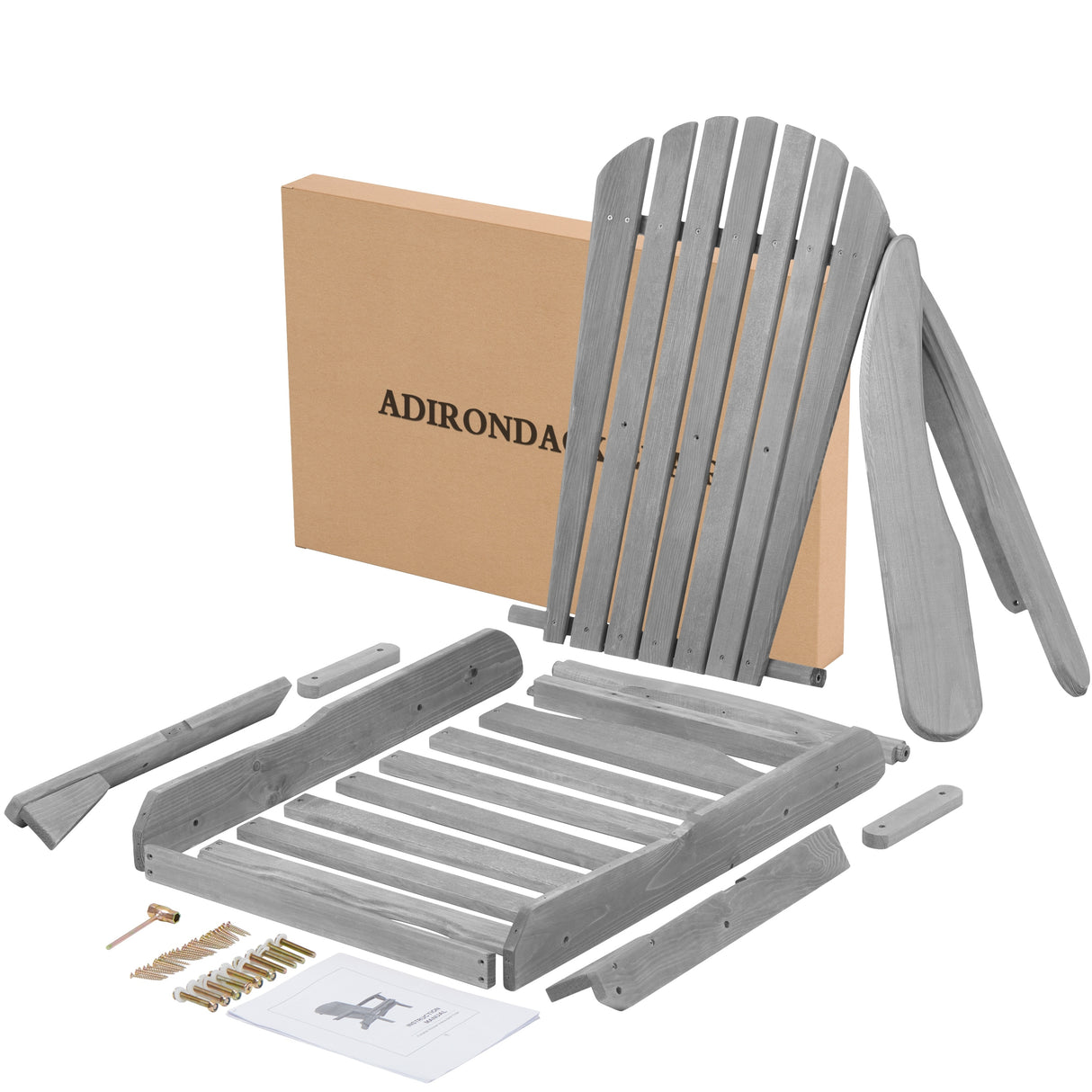Outdoor Wooden Folding Adirondack Chair Set of 2