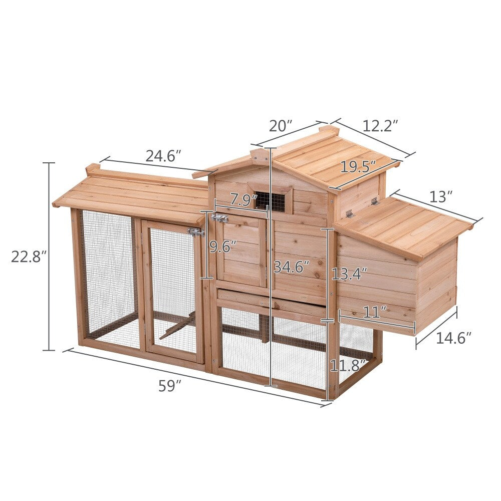 Outdoor Wooden Pet Bunny Cage House Bunny Hutch with Fences and Crib