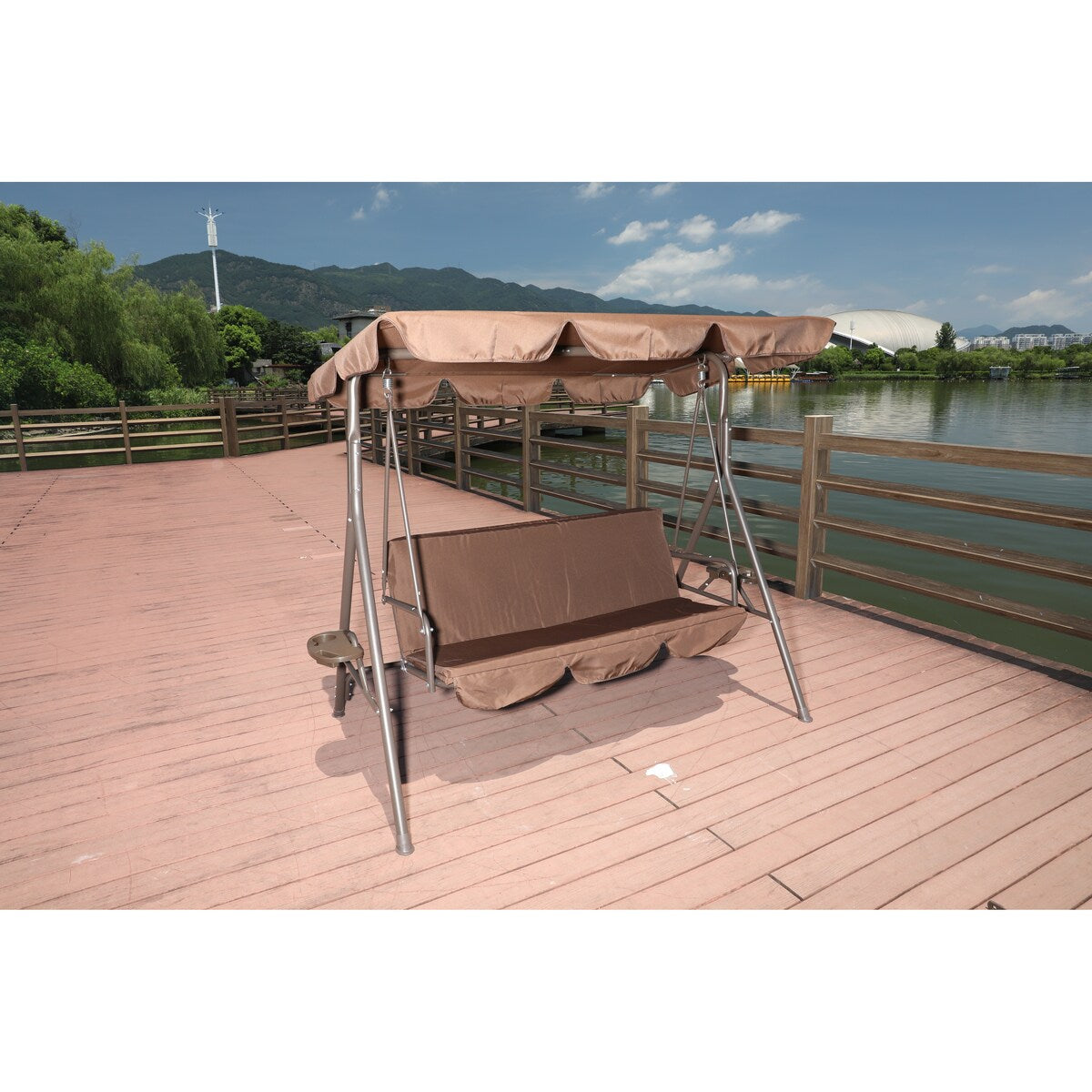 Outdoor Yard Swing chair with cushion , coffee