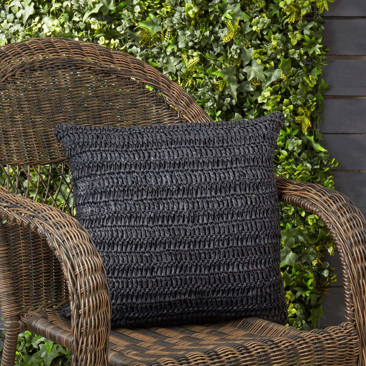 Outdoor Zen Raffia Poly Filled Throw Pillow