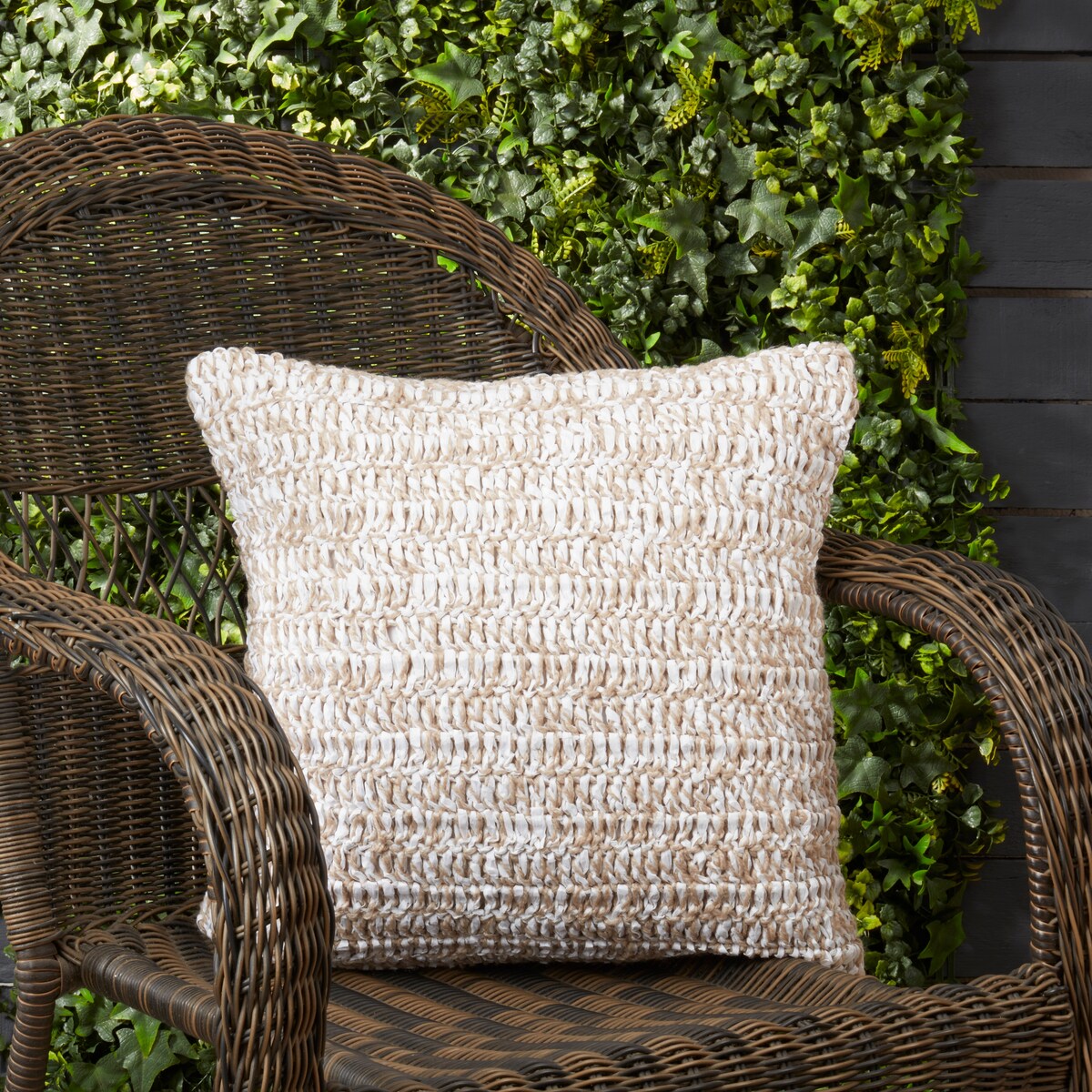 Outdoor Zen Raffia Poly Filled Throw Pillow