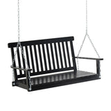 Outdoor hanging wooden porch swing with chain