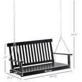Outdoor hanging wooden porch swing with chain