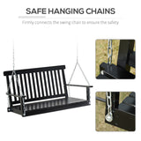Outdoor hanging wooden porch swing with chain