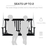 Outdoor hanging wooden porch swing with chain