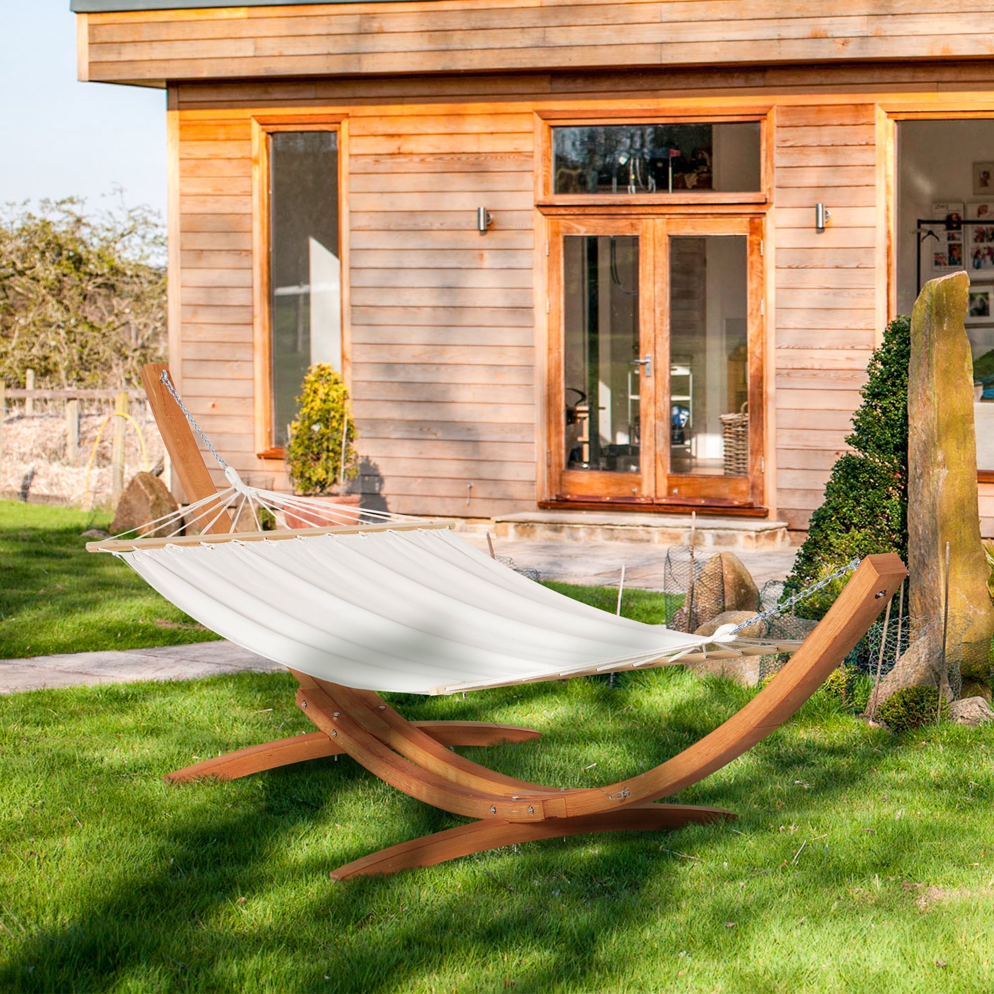 Outsunny 1 Person Hammock with Stand Set for Outside Inside 154 x Overstock