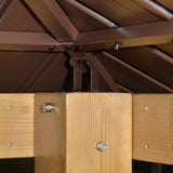 Outsunny 10' x 10' Hardtop Gazebo Canopy Patio Shelter Outdoor with Solid Wood Frame, Steel Double Tier Roof, Brown