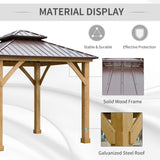 Outsunny 10' x 10' Hardtop Gazebo Canopy Patio Shelter Outdoor with Solid Wood Frame, Steel Double Tier Roof, Brown