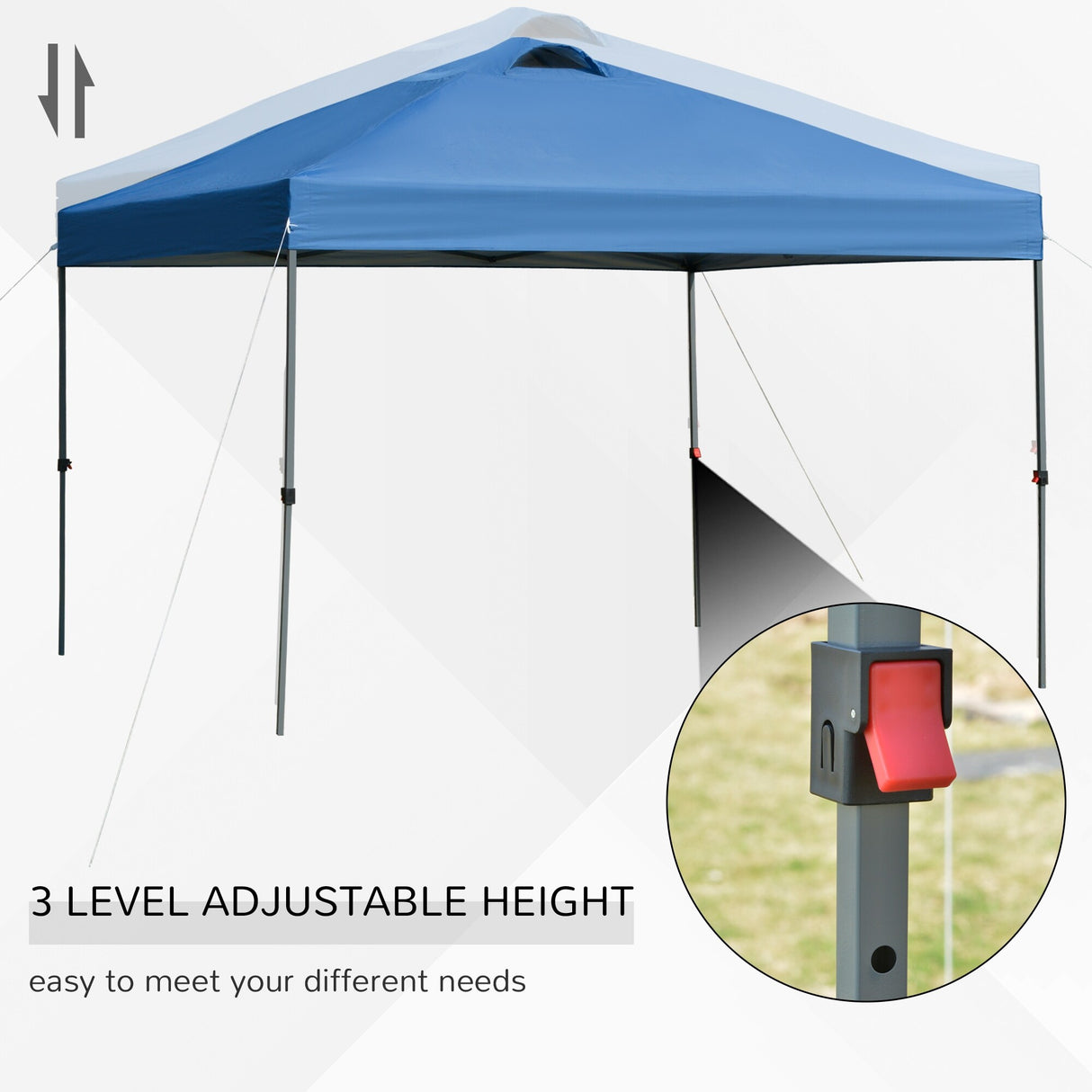 Outsunny 10' x 10' Pop Up Canopy Event Tent with 3-Level Adjustable Height, Top Vent Window Design and Easy Move Roller Bag