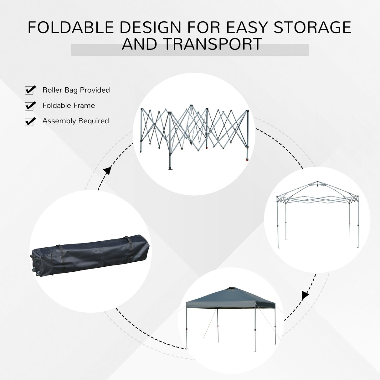 Outsunny 10' x 10' Pop Up Canopy Event Tent with 3-Level Adjustable Height, Top Vent Window Design and Easy Move Roller Bag