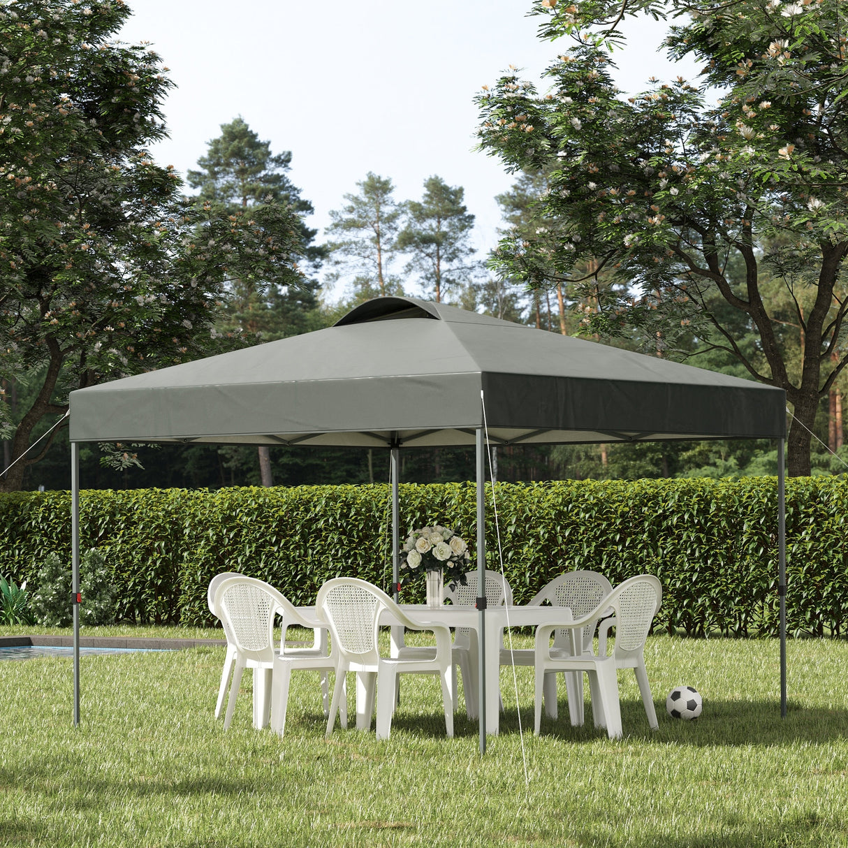 Outsunny 10' x 10' Pop Up Canopy Event Tent with 3-Level Adjustable Height, Top Vent Window Design and Easy Move Roller Bag