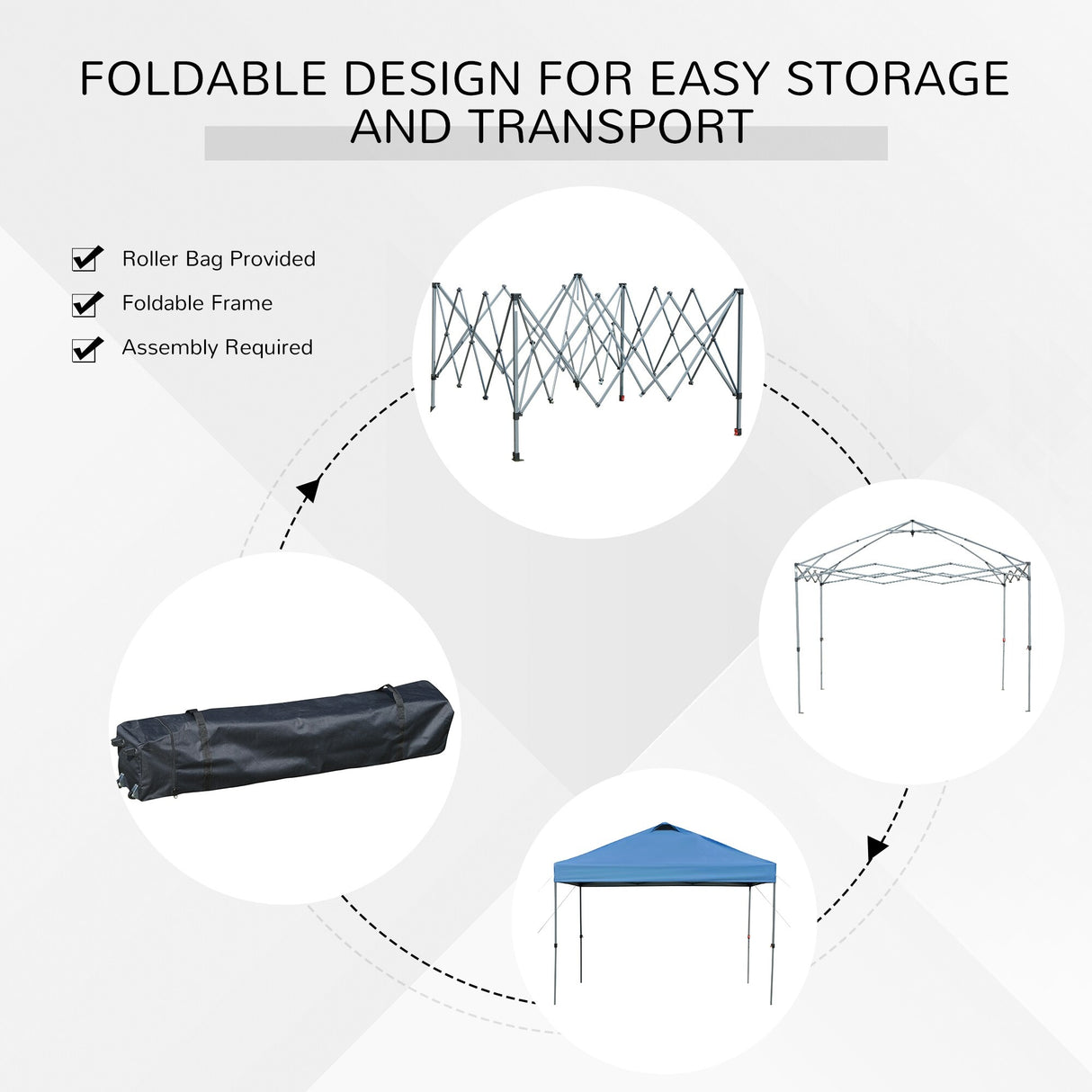 Outsunny 10' x 10' Pop Up Canopy Event Tent with 3-Level Adjustable Height, Top Vent Window Design and Easy Move Roller Bag