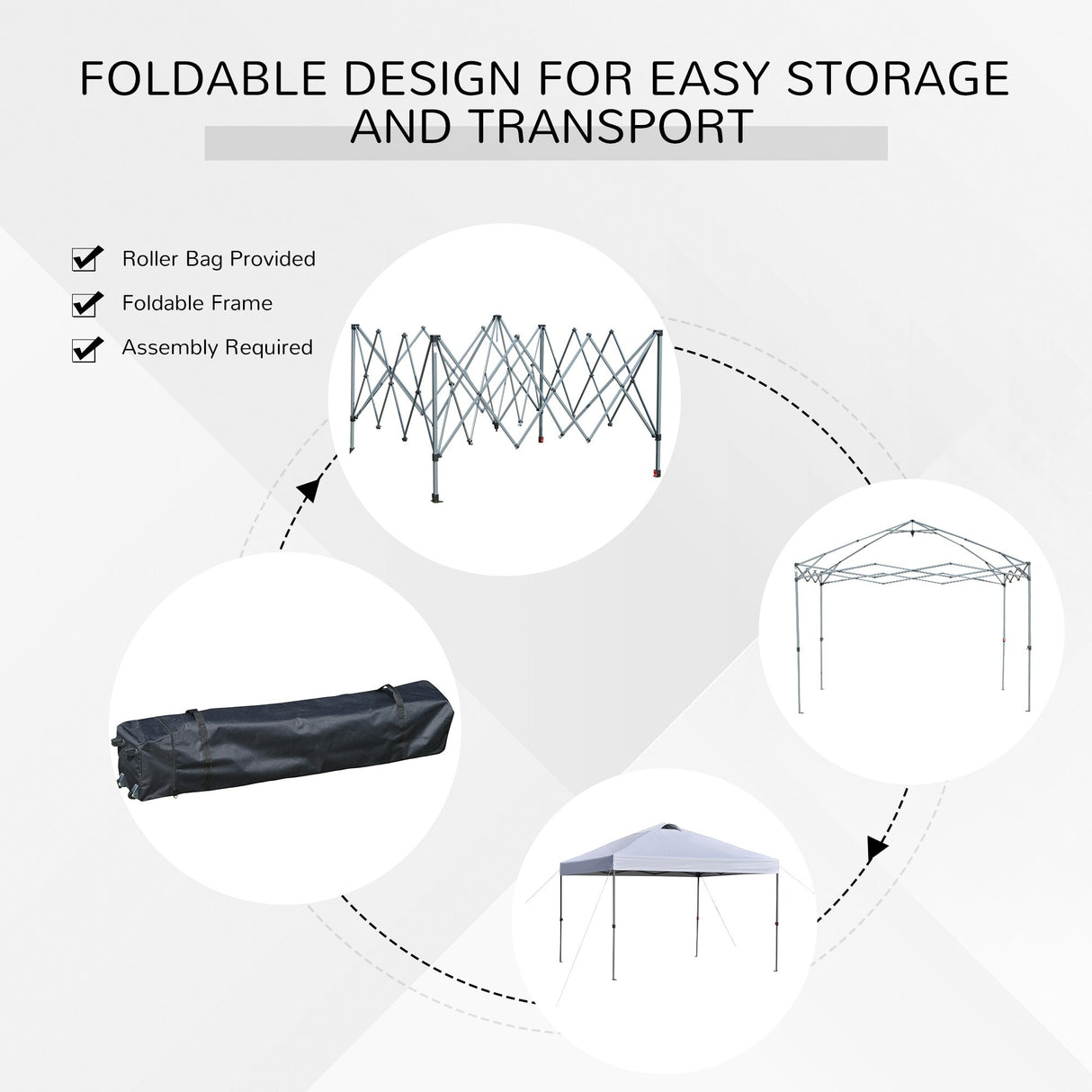 Outsunny 10' x 10' Pop Up Canopy Event Tent with 3-Level Adjustable Height, Top Vent Window Design and Easy Move Roller Bag