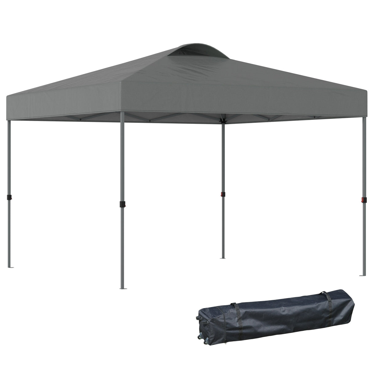Outsunny 10' x 10' Pop Up Canopy Event Tent with 3-Level Adjustable Height, Top Vent Window Design and Easy Move Roller Bag