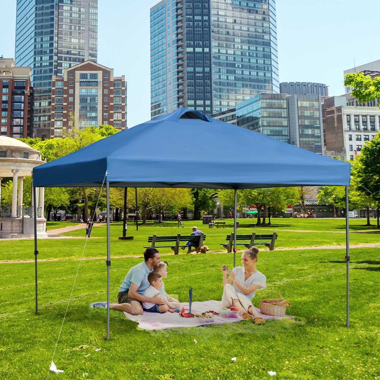 Outsunny 10' x 10' Pop Up Canopy Event Tent with 3-Level Adjustable Height, Top Vent Window Design and Easy Move Roller Bag