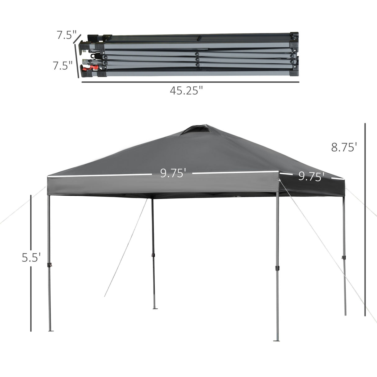 Outsunny 10' x 10' Pop Up Canopy Event Tent with 3-Level Adjustable Height, Top Vent Window Design and Easy Move Roller Bag