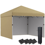 Outsunny 10' x 10' Pop Up Canopy with 3 Sidewalls, Leg Weight Bags and Carry Bag, Height Adjustable Party Tent