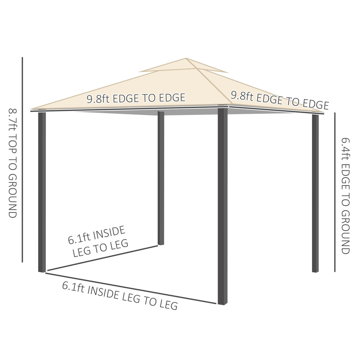 Outsunny 10' x 10' Steel Fabric Rectangle Outdoor Gazebo with Mesh Curtain Sidewalls