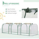 Outsunny 10' x 3' x 2.5' Mini Greenhouse, Portable Tunnel Greenhouse with Roll-Up Zippered Doors, UV Waterproof Cover