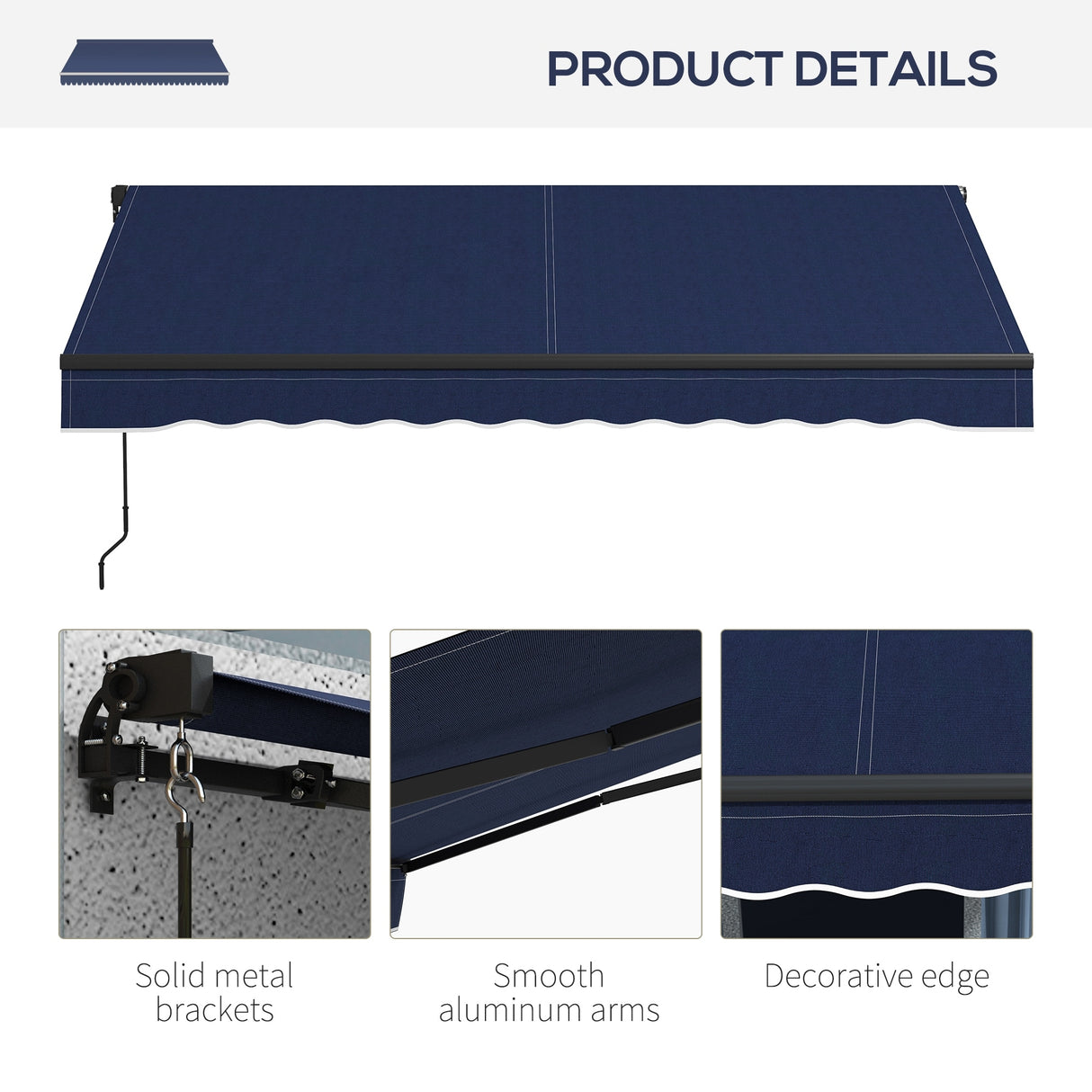 Outsunny 10' x 8' Retractable Awning, Patio Awning Sunshade Shelter with Manual Crank Handle